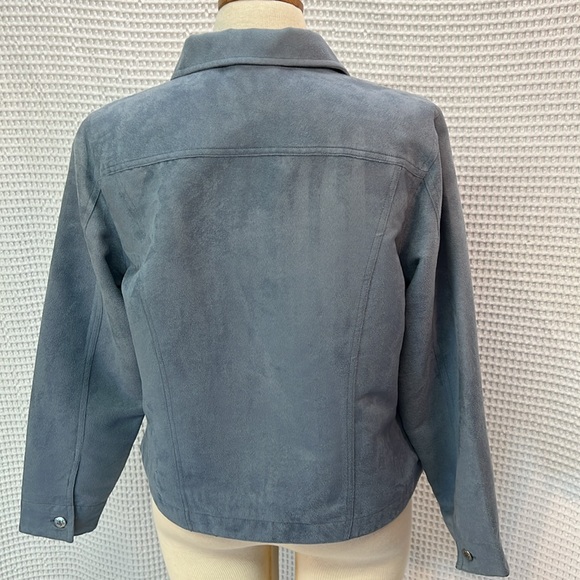 Lemon Grass Women's Size Large Unlined Faux Suede‎ Jacket. Pretty Blue. EUC. - Picture 5 of 7